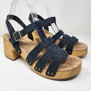 Kork-Ease Talia Sandal Women 9M Black Leather Strappy Studded Platform KE0006703